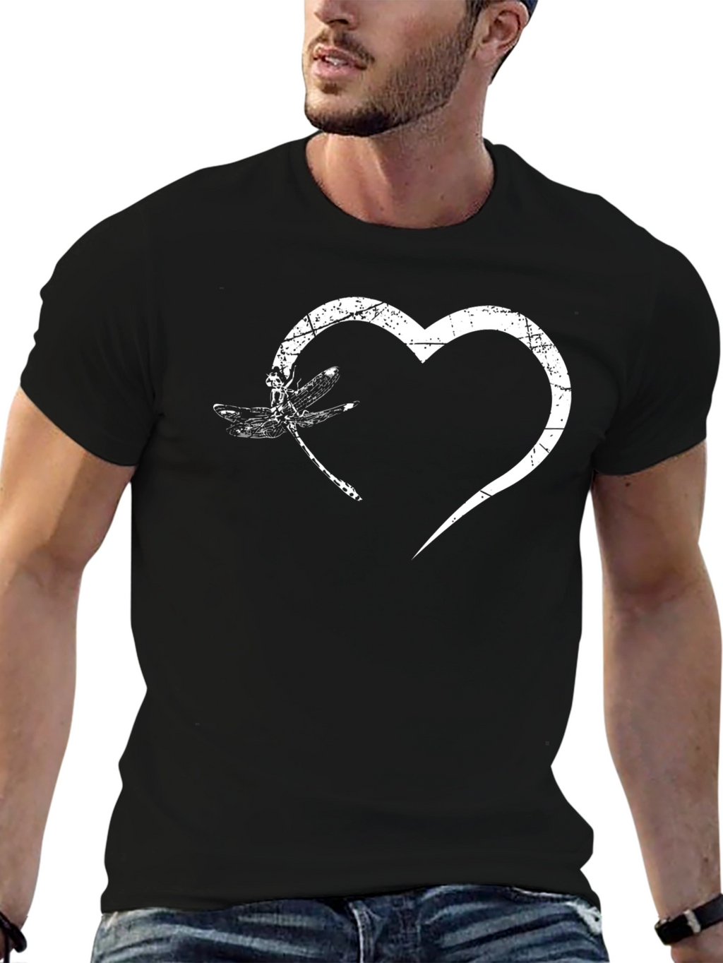 Dragonfly Heart Graphic Tee - Unisex Black T-Shirt