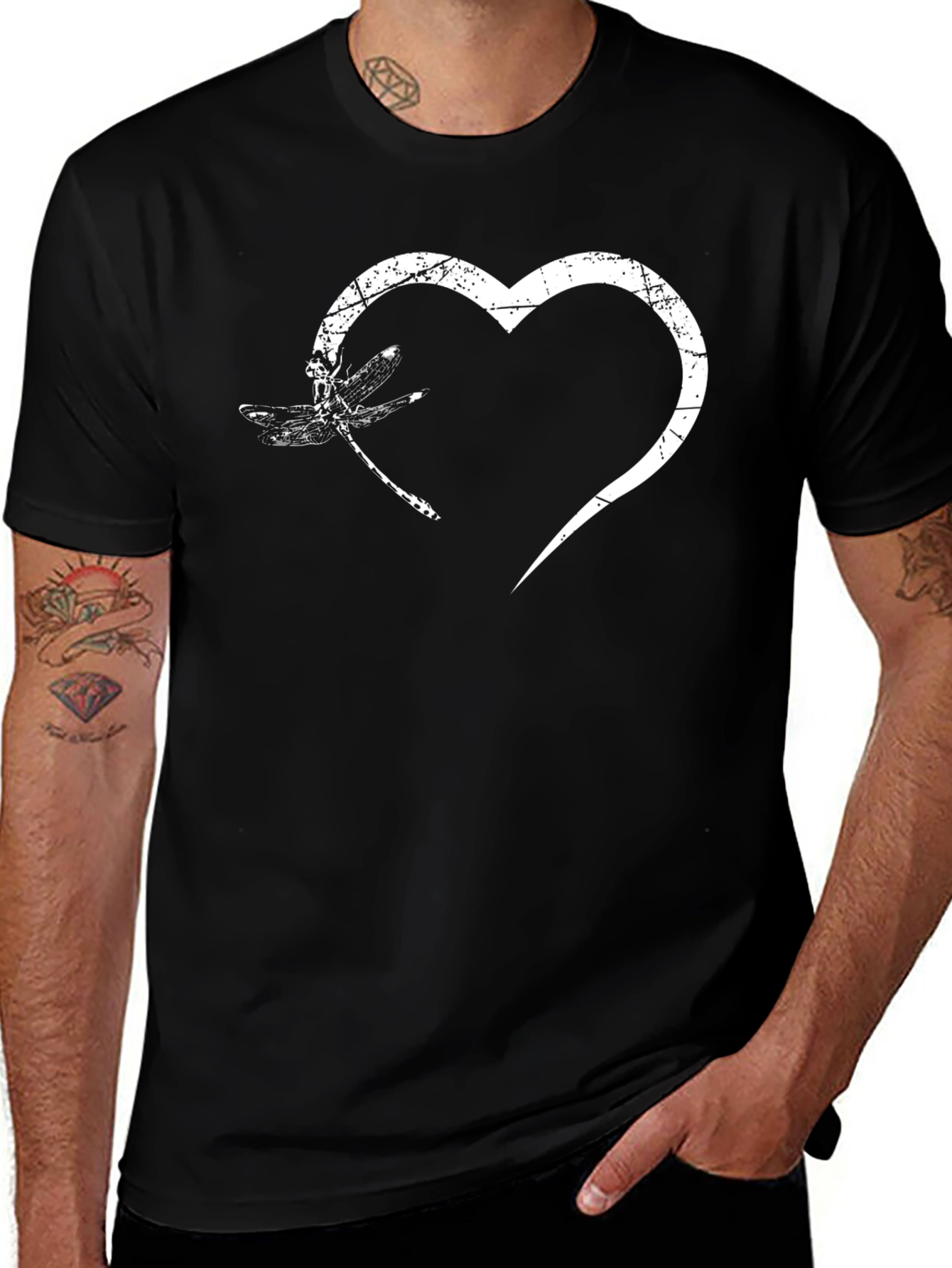 Dragonfly Heart Graphic Tee - Unisex Black T-Shirt