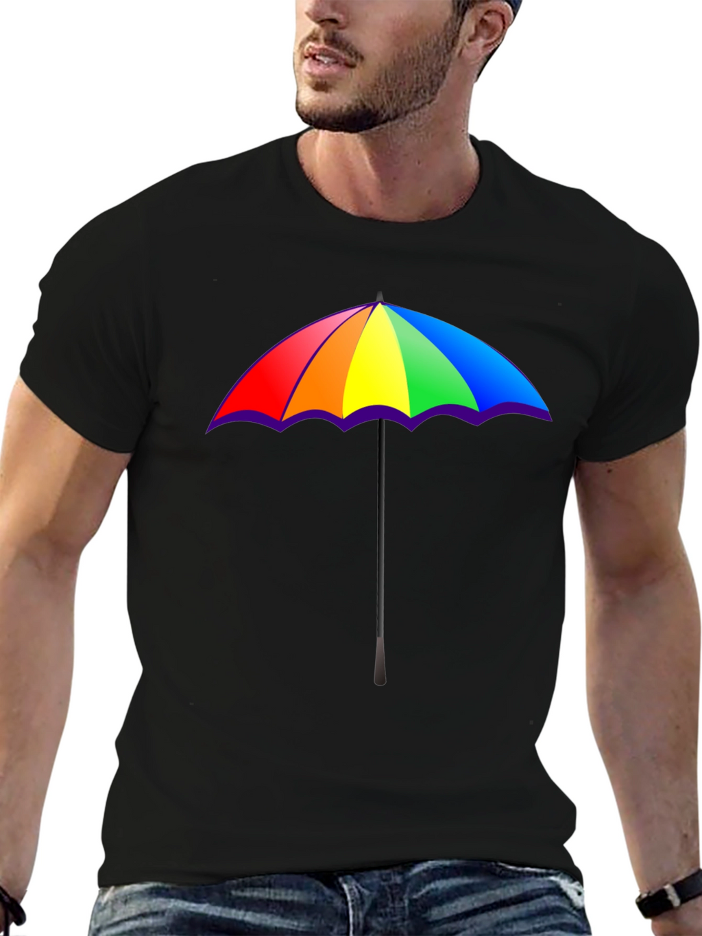 Rainbow Umbrella Graphic T-Shirt - Pride Fashion Tee