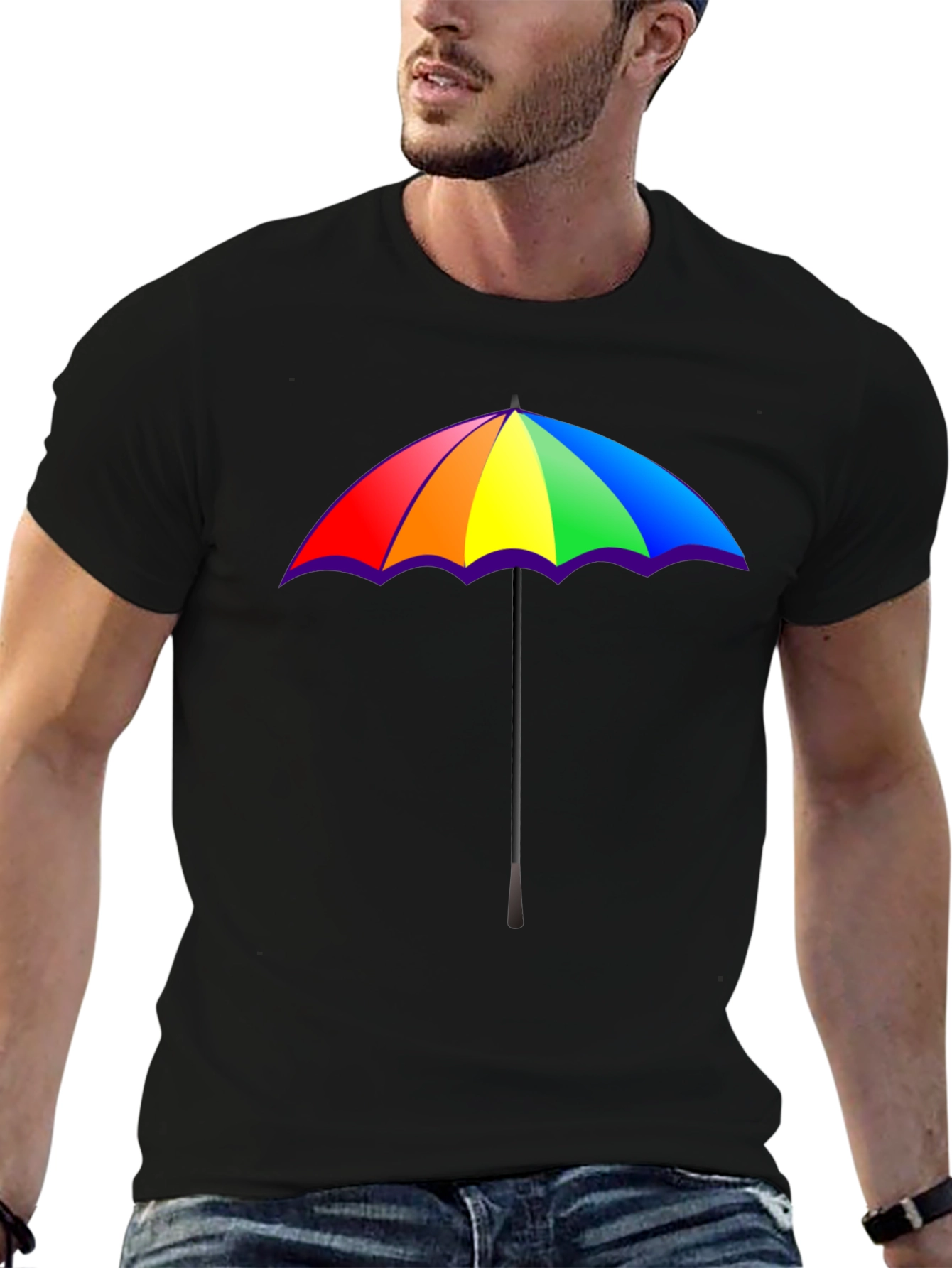 Rainbow Umbrella Graphic T-Shirt - Pride Fashion Tee