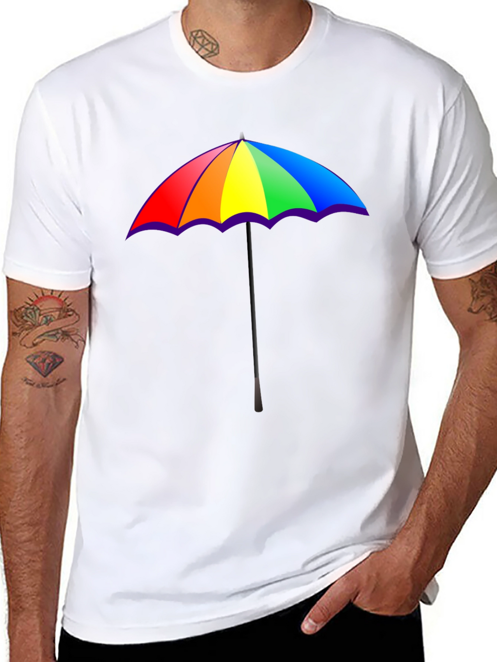 Rainbow Umbrella Graphic T-Shirt - Pride Fashion Tee