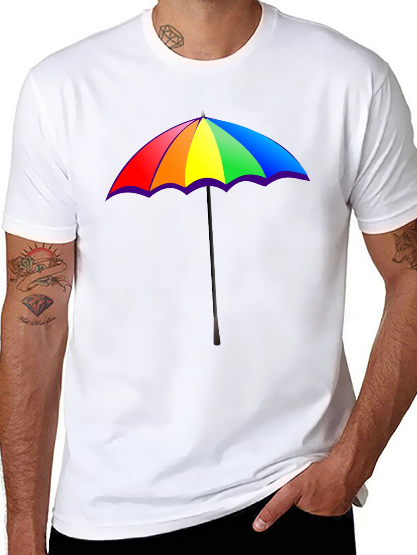 Rainbow Umbrella Graphic T-Shirt - Pride Fashion Tee