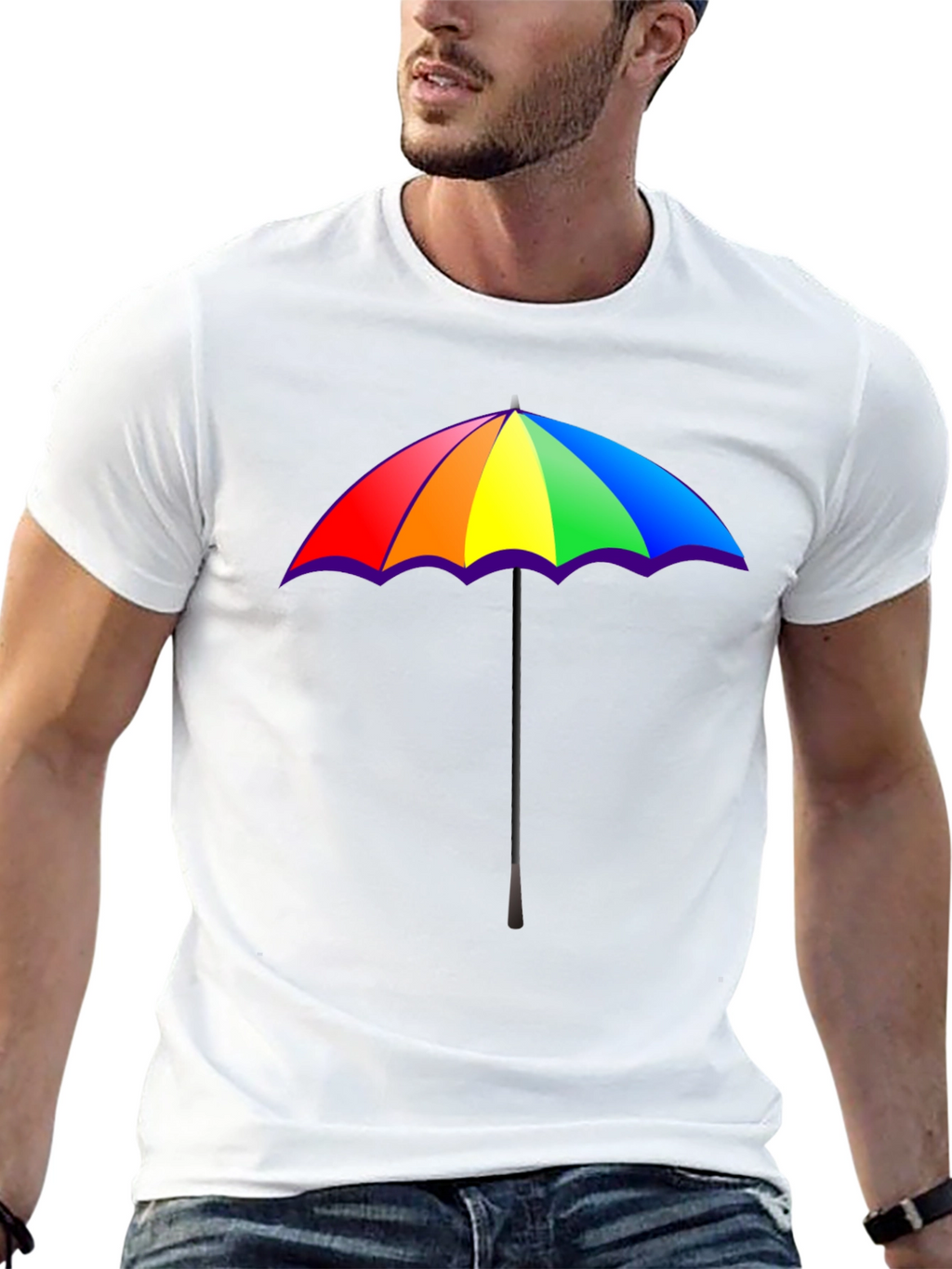 Rainbow Umbrella Graphic T-Shirt - Pride Fashion Tee