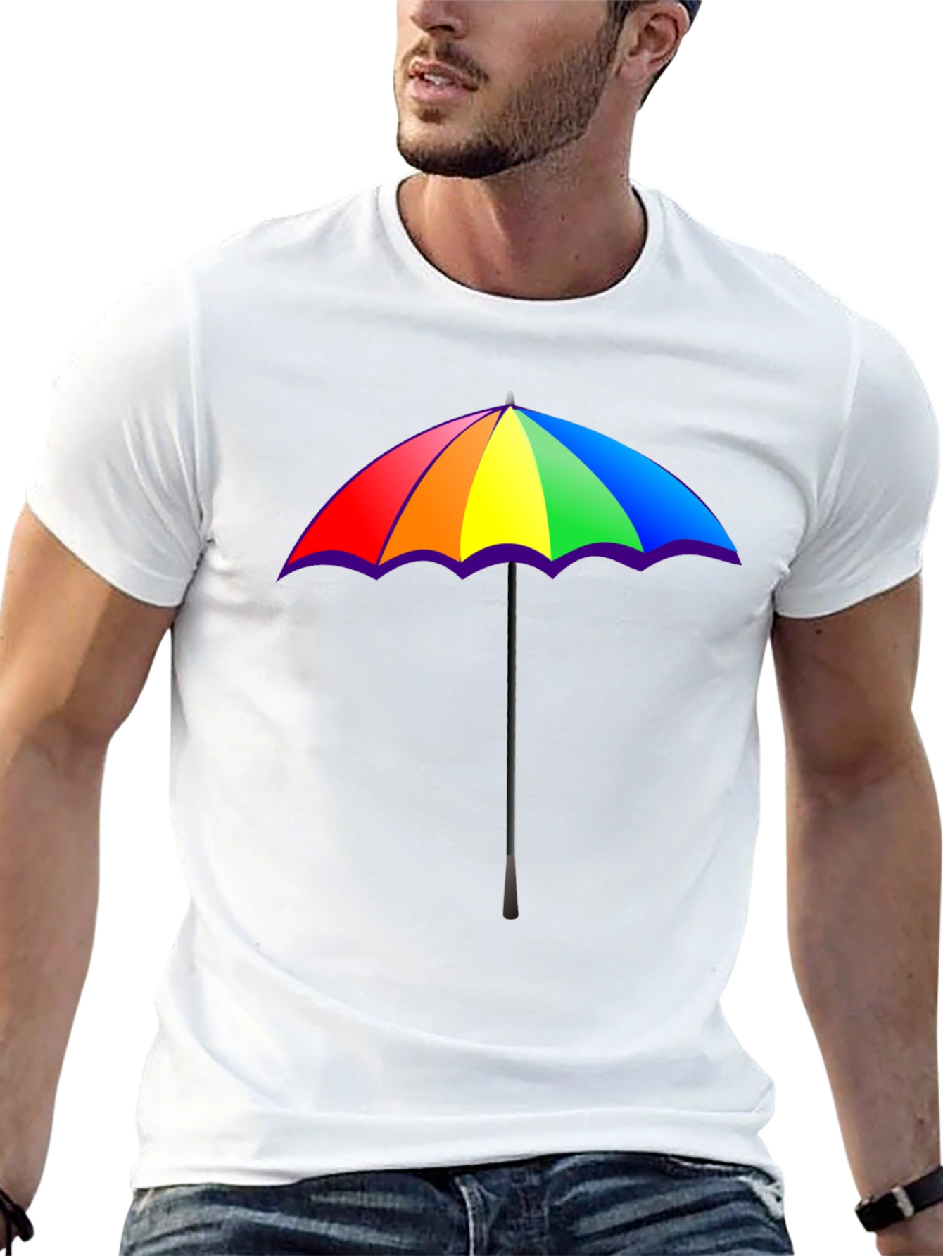 Rainbow Umbrella Graphic T-Shirt - Pride Fashion Tee