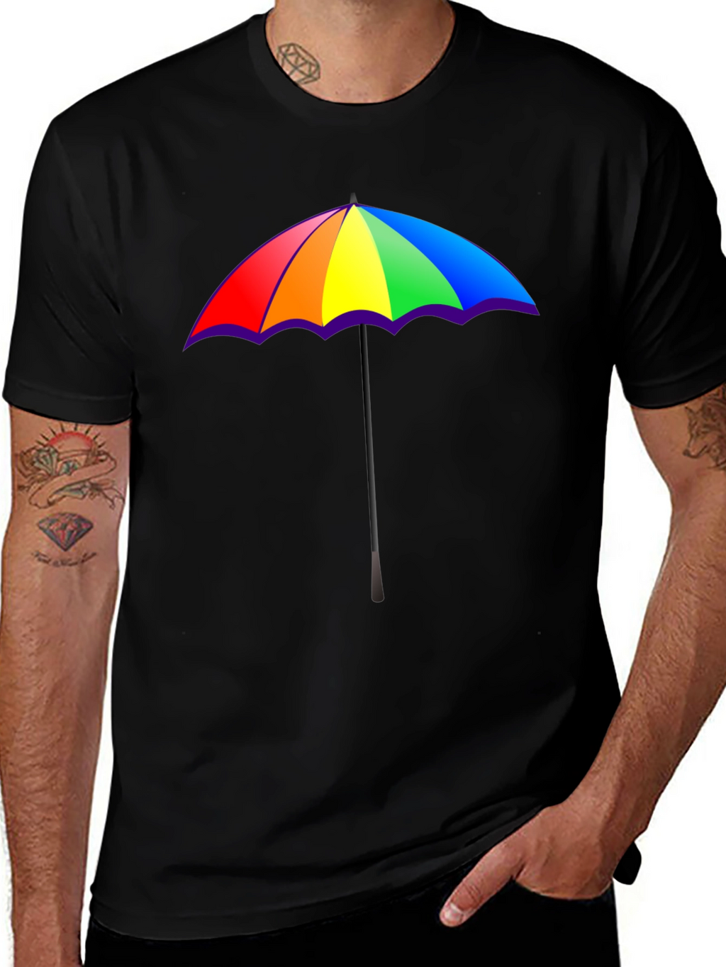 Rainbow Umbrella Graphic T-Shirt - Pride Fashion Tee