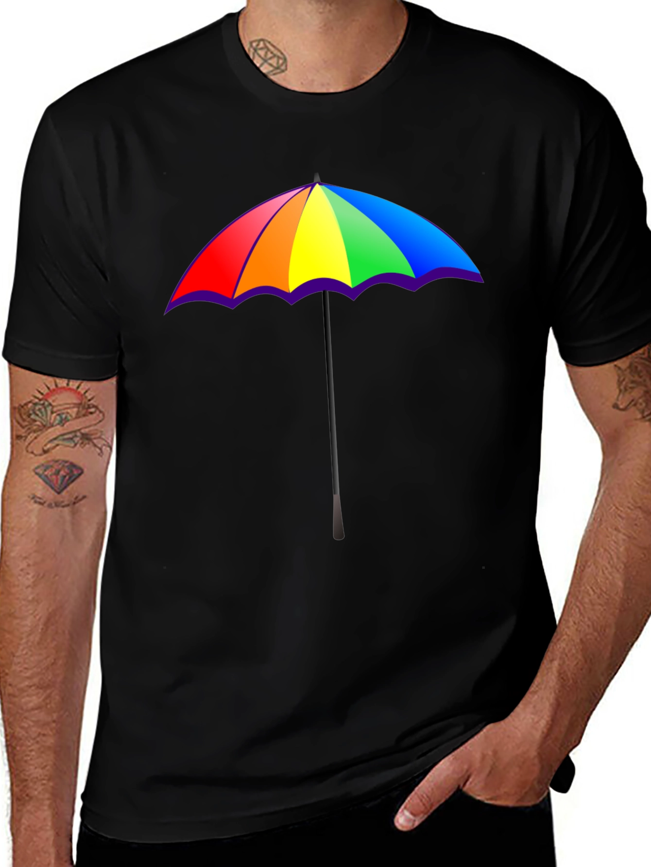 Rainbow Umbrella Graphic T-Shirt - Pride Fashion Tee