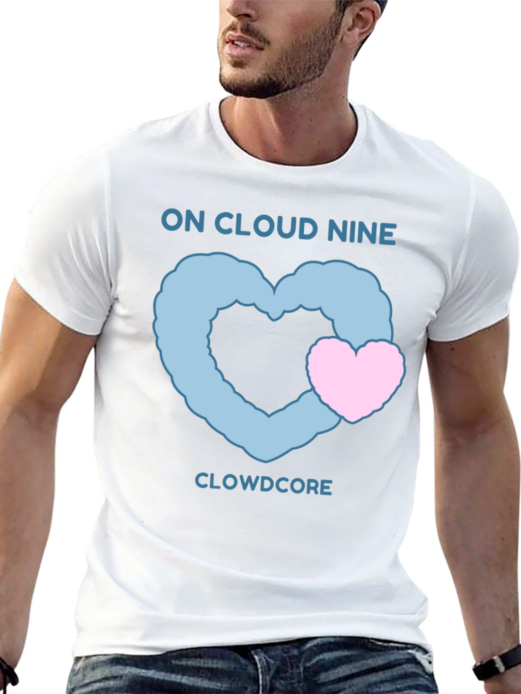 On Cloud Nine Black T-Shirt with Heart Graphic