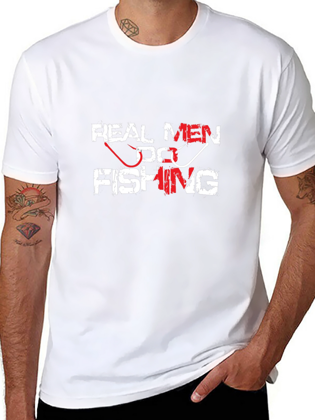 Real Men Do Fishing Graphic Tee - Black