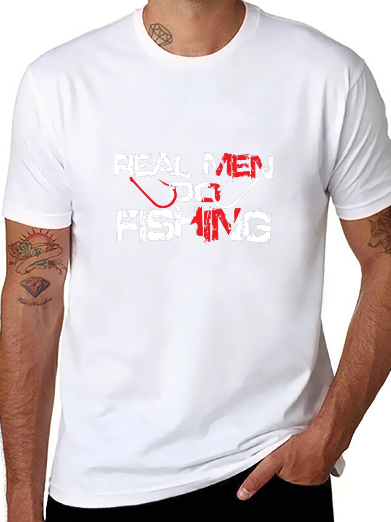 Real Men Do Fishing Graphic Tee - Black