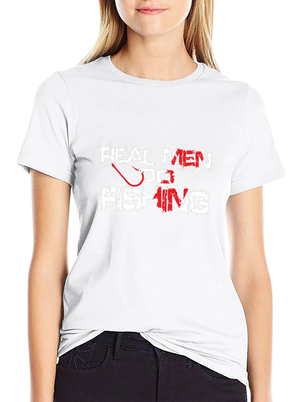 Real Men Do Fishing Graphic Tee - Black