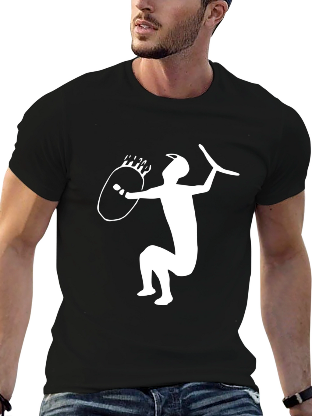 Warrior Graphic T-Shirt - Black Cotton Blend Tee