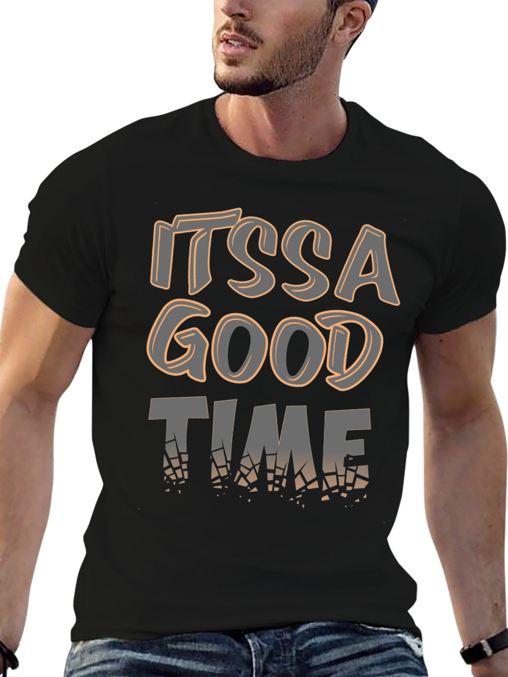 Its a Good Time Mens Black Graphic Tee