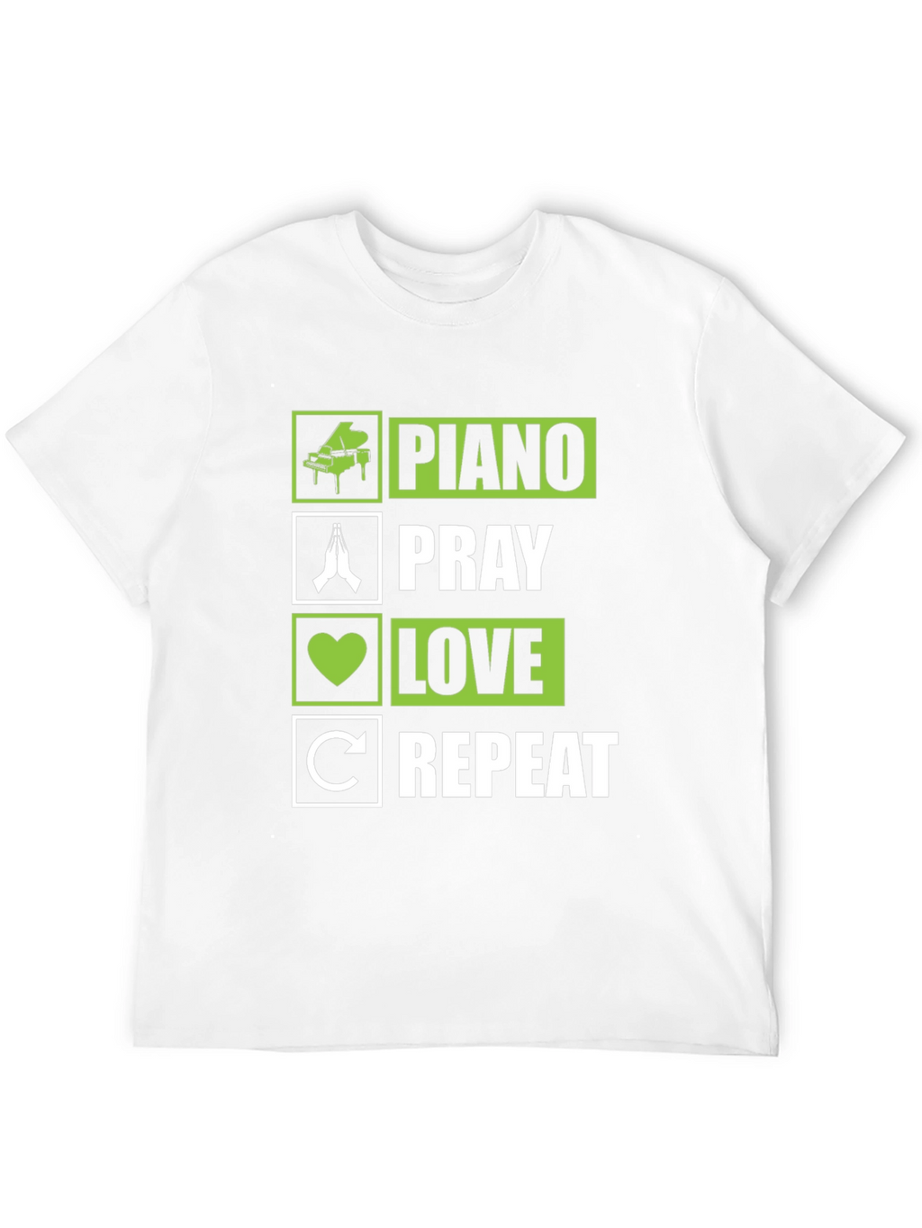 Piano Pray Love Repeat T-Shirt - Novelty Tee