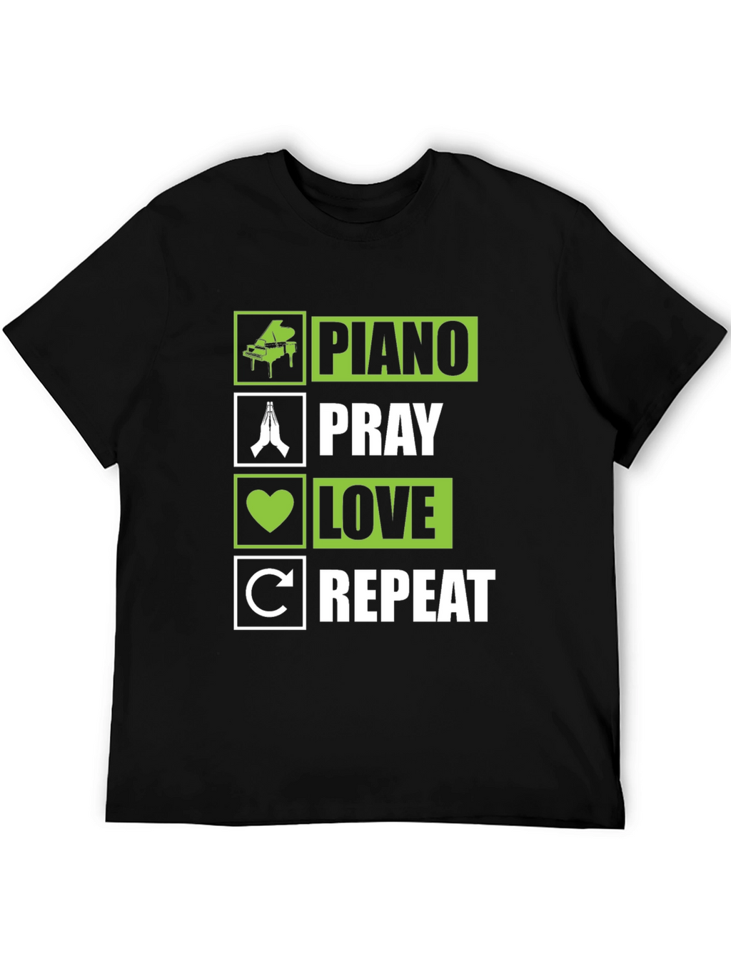 Piano Pray Love Repeat T-Shirt - Novelty Tee