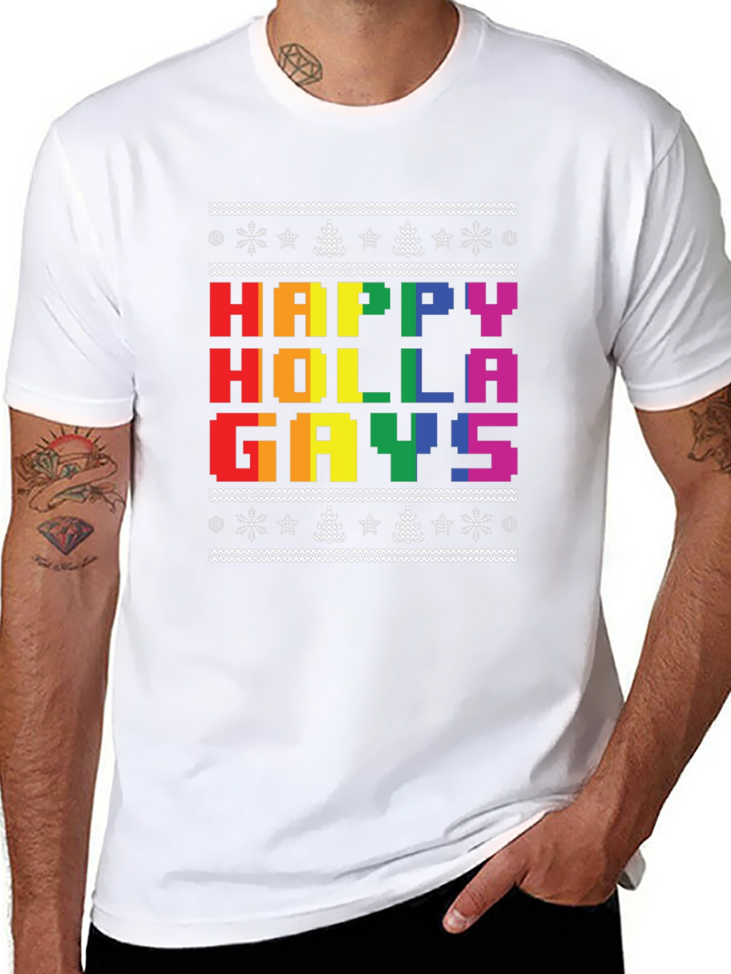 Happy Holla Gays Ugly Christmas T-Shirt