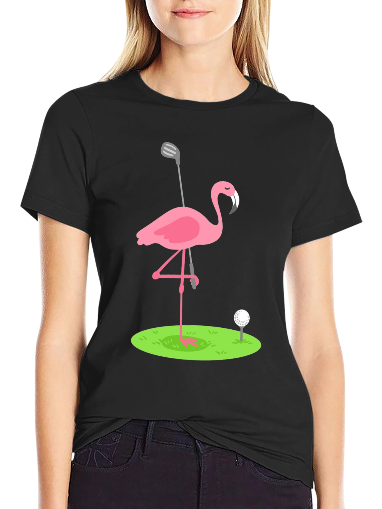 Golf Flamingo Graphic Tee - Black T-Shirt
