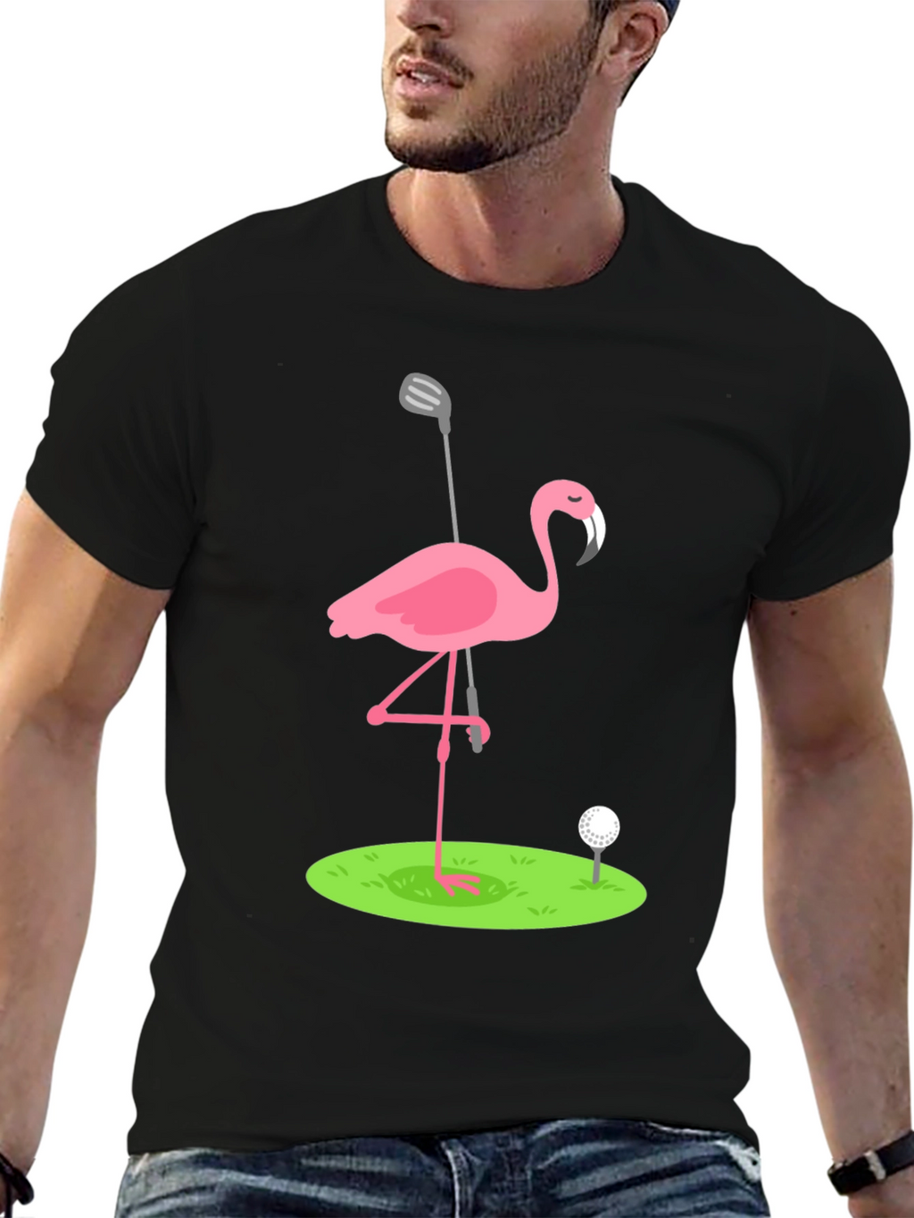 Golf Flamingo Graphic Tee - Black T-Shirt