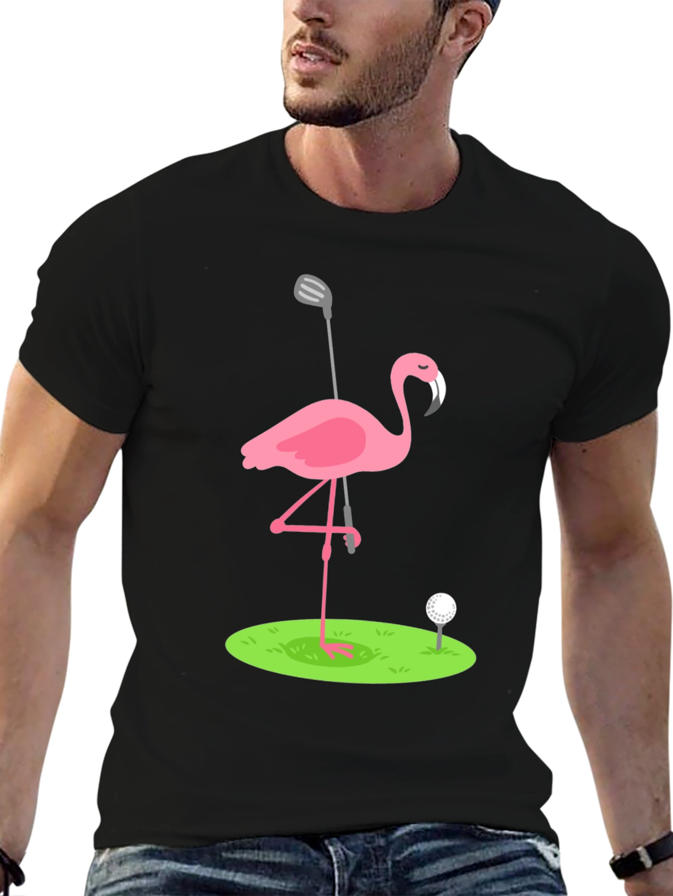 Golf Flamingo Graphic Tee - Black T-Shirt