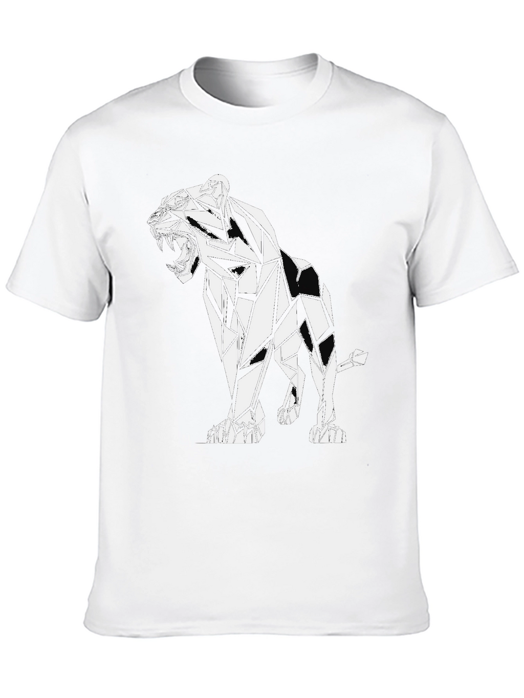 Geometric Lion Graphic Black T-Shirt