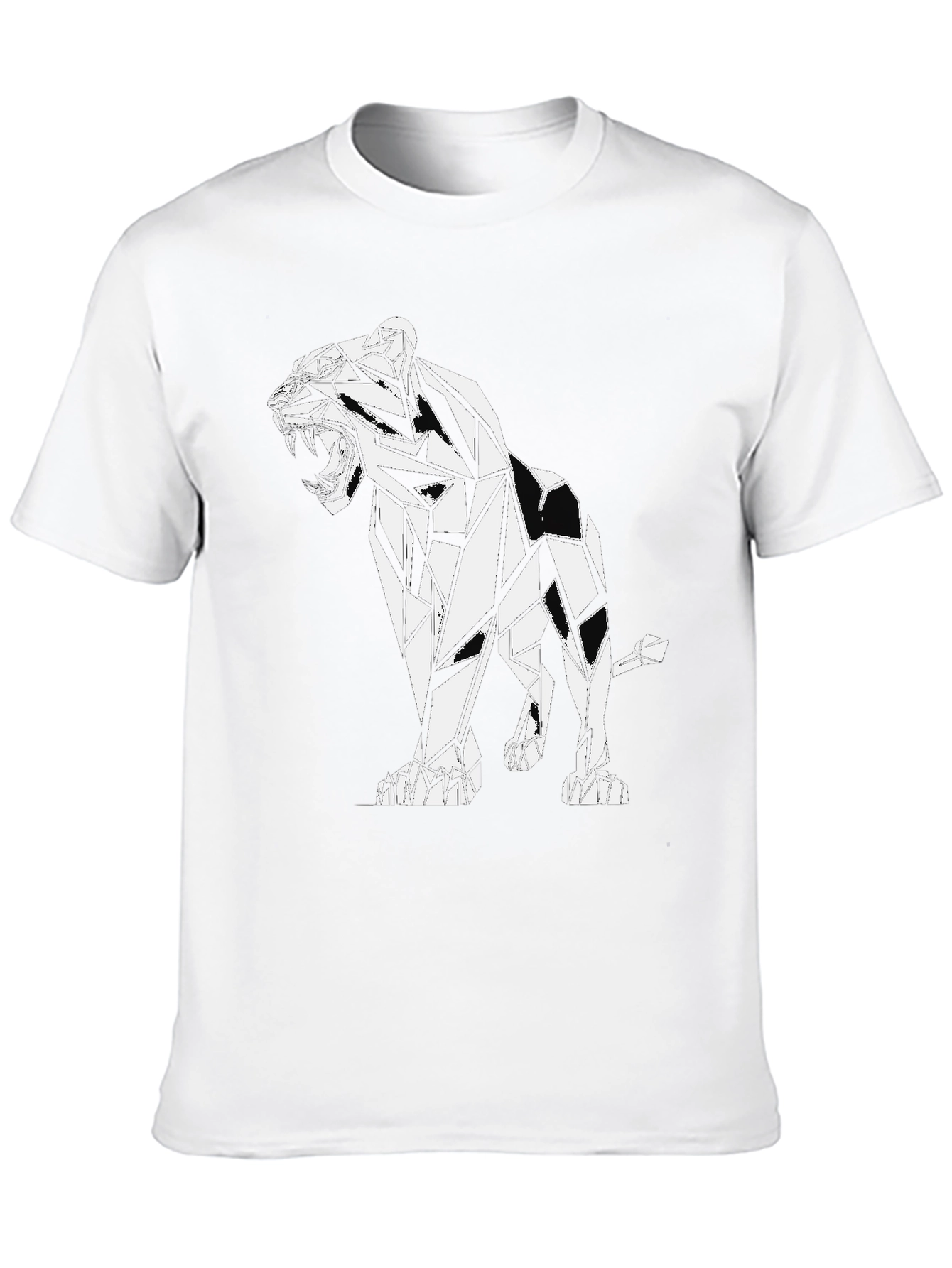 Geometric Lion Graphic Black T-Shirt
