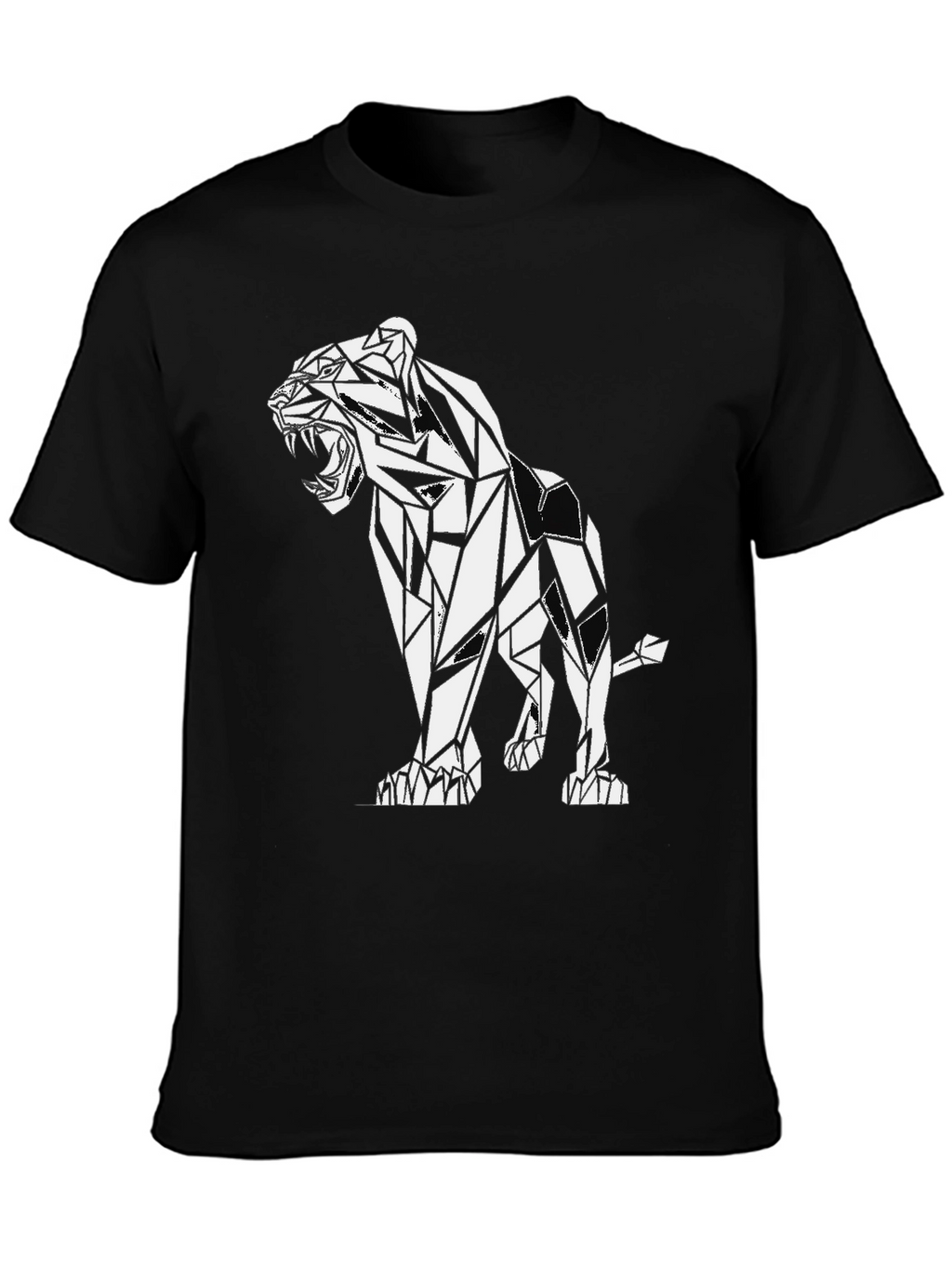 Geometric Lion Graphic Black T-Shirt