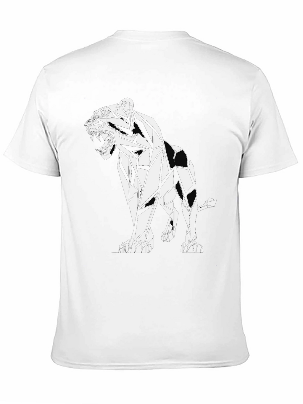 Geometric Lion Graphic Black T-Shirt