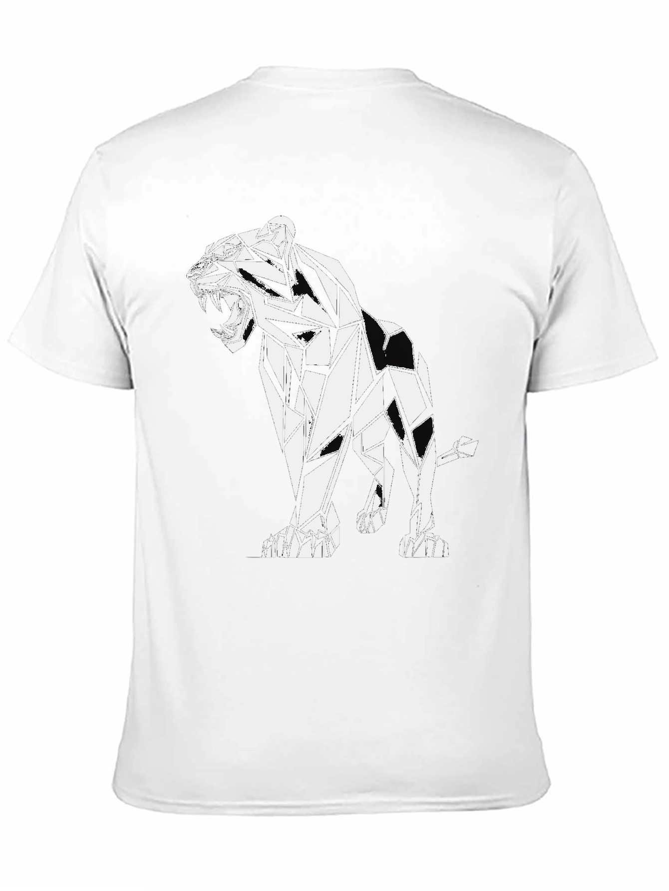 Geometric Lion Graphic Black T-Shirt
