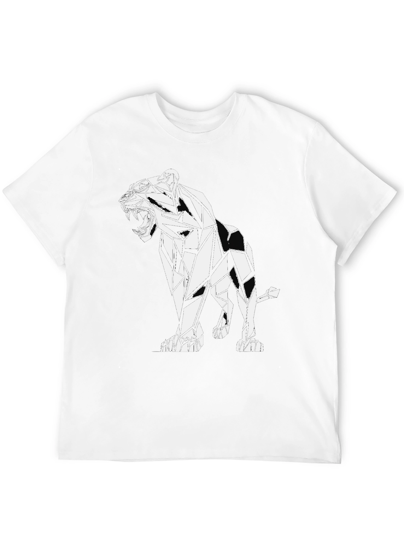 Geometric Lion Graphic Black T-Shirt