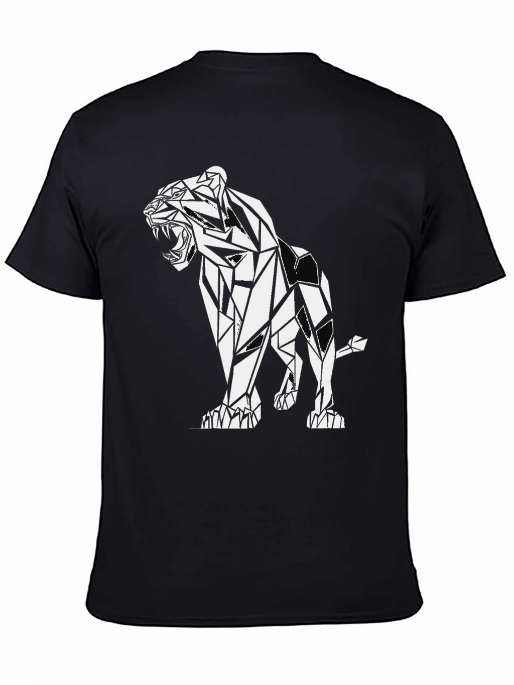 Geometric Lion Graphic Black T-Shirt