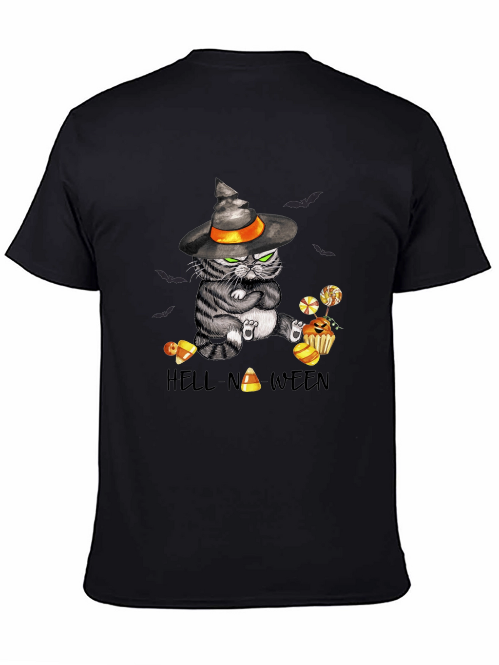 Hell-No-Ween Cat T-Shirt - Halloween Witch