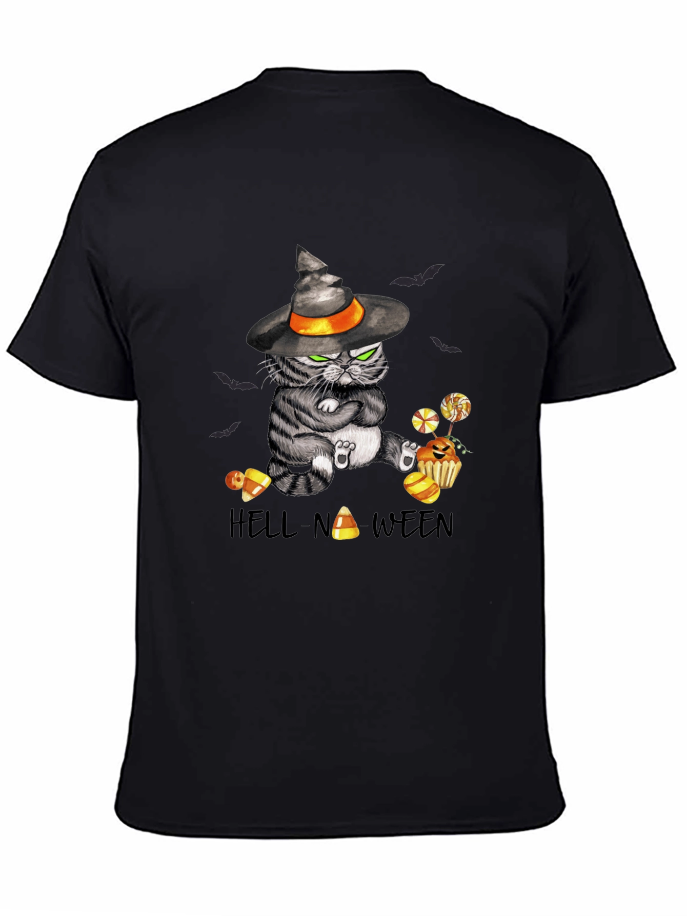 Hell-No-Ween Cat T-Shirt - Halloween Witch