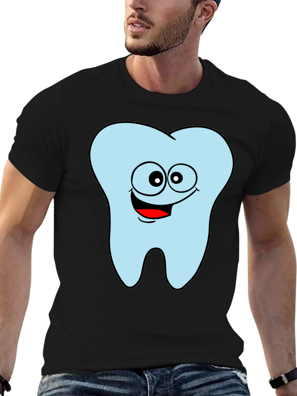 Funny Tooth Graphic Black T-Shirt