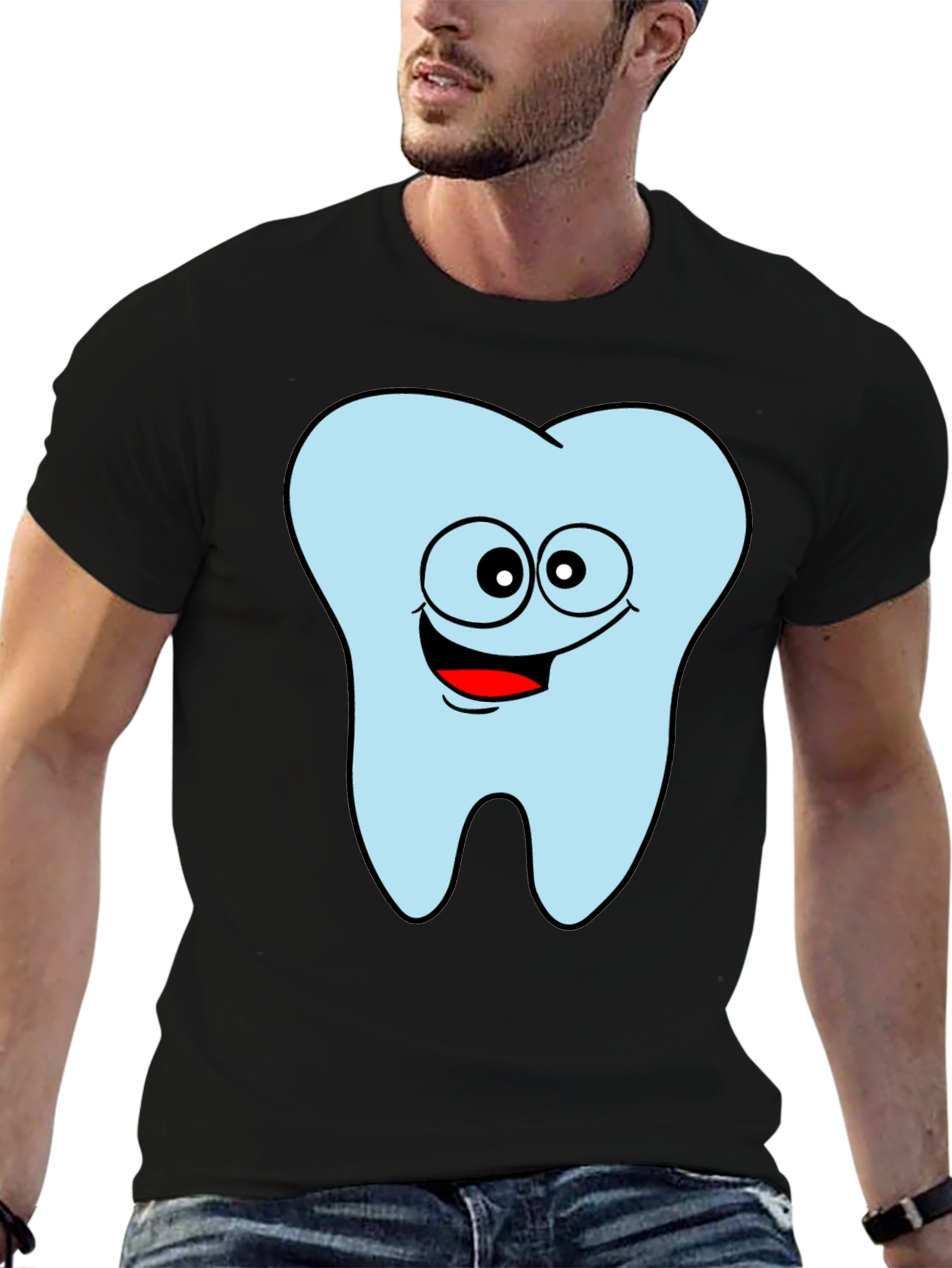 Funny Tooth Graphic Black T-Shirt