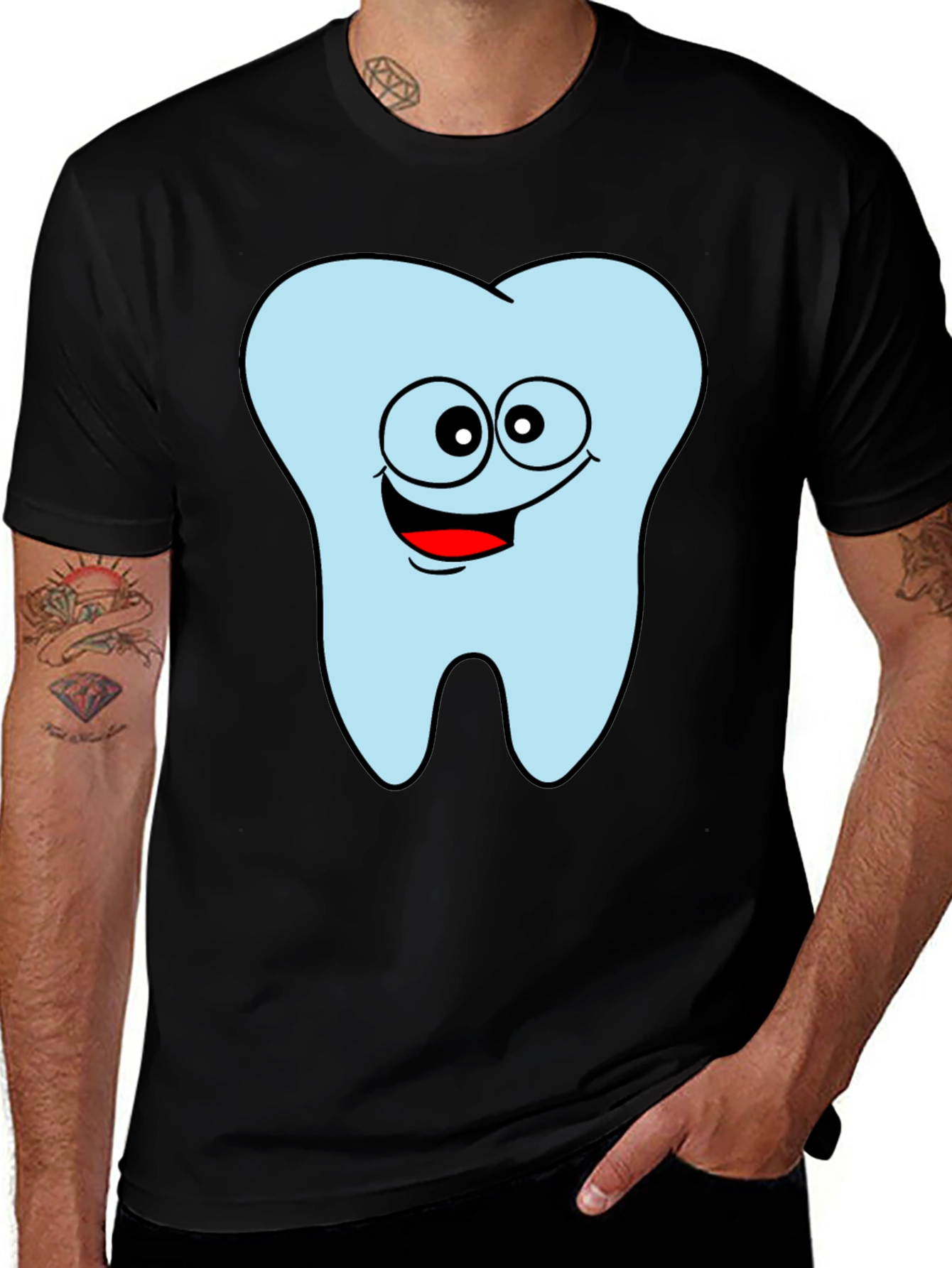 Funny Tooth Graphic Black T-Shirt