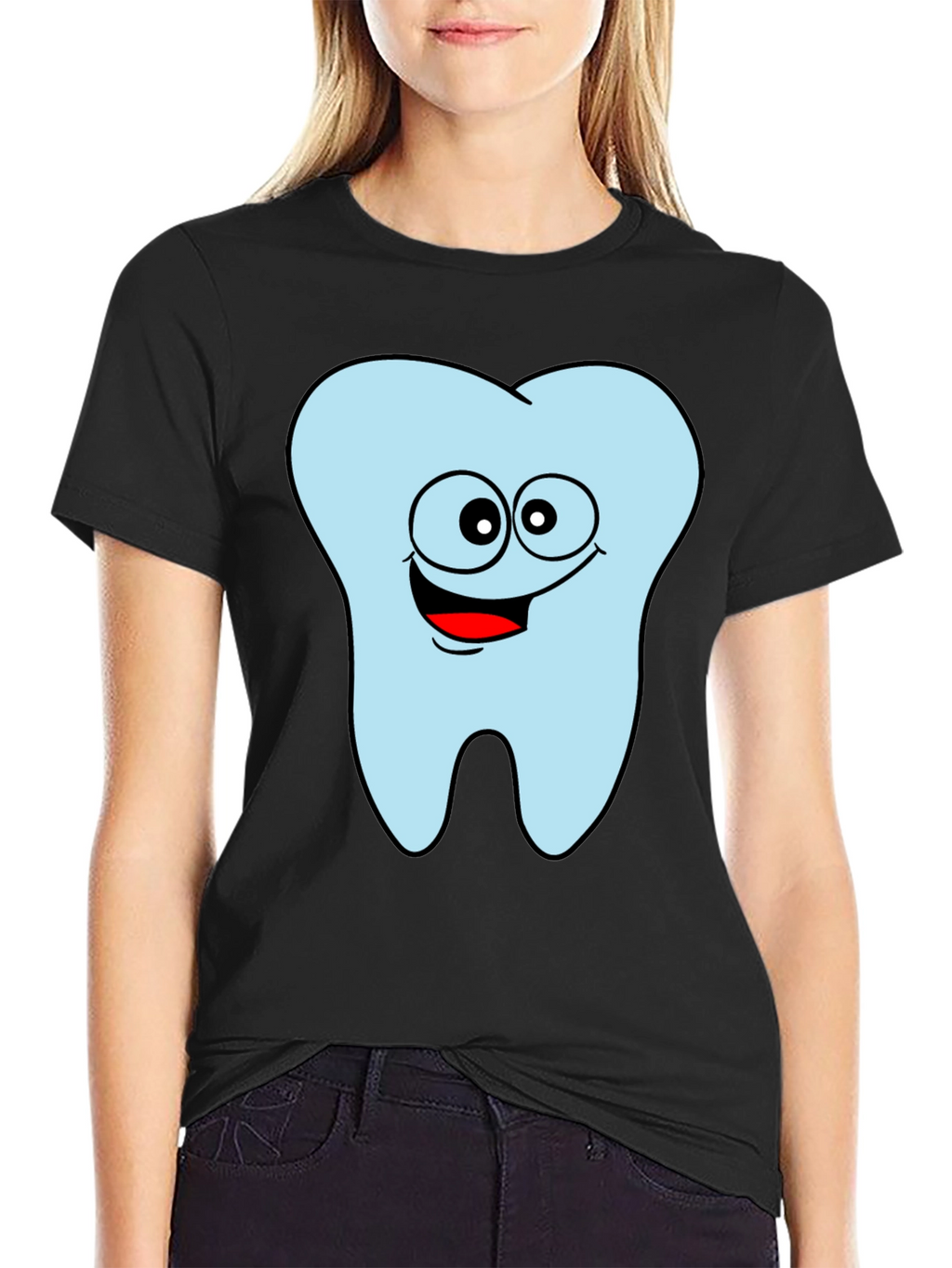 Funny Tooth Graphic Black T-Shirt