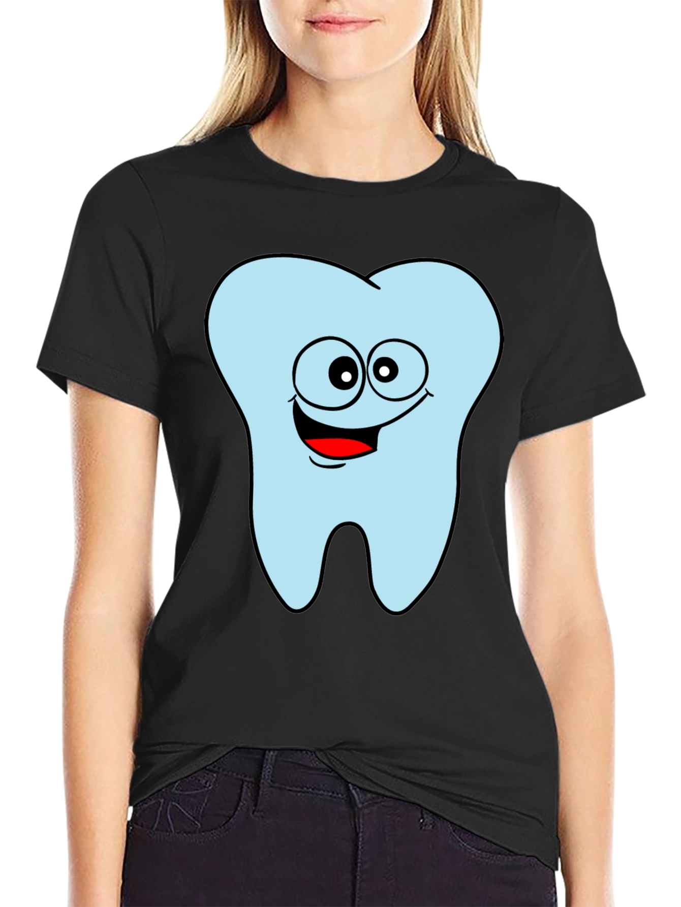 Funny Tooth Graphic Black T-Shirt