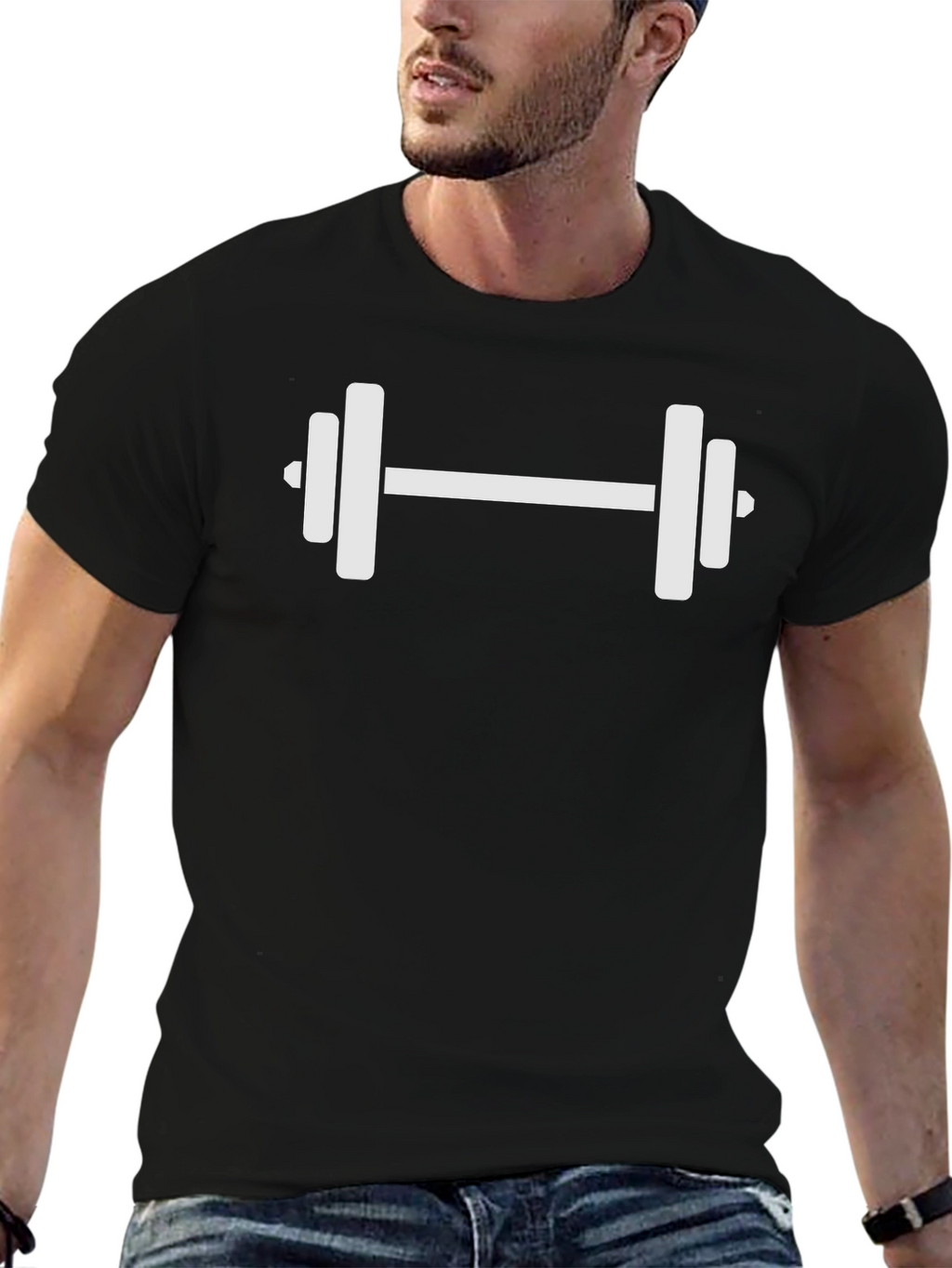 Workout Tee - White Dumbbell Design
