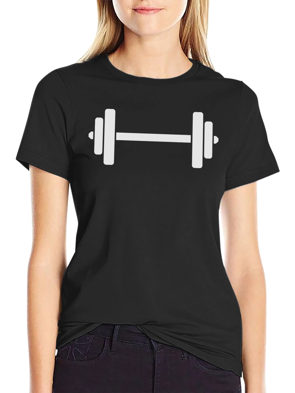 Workout Tee - White Dumbbell Design