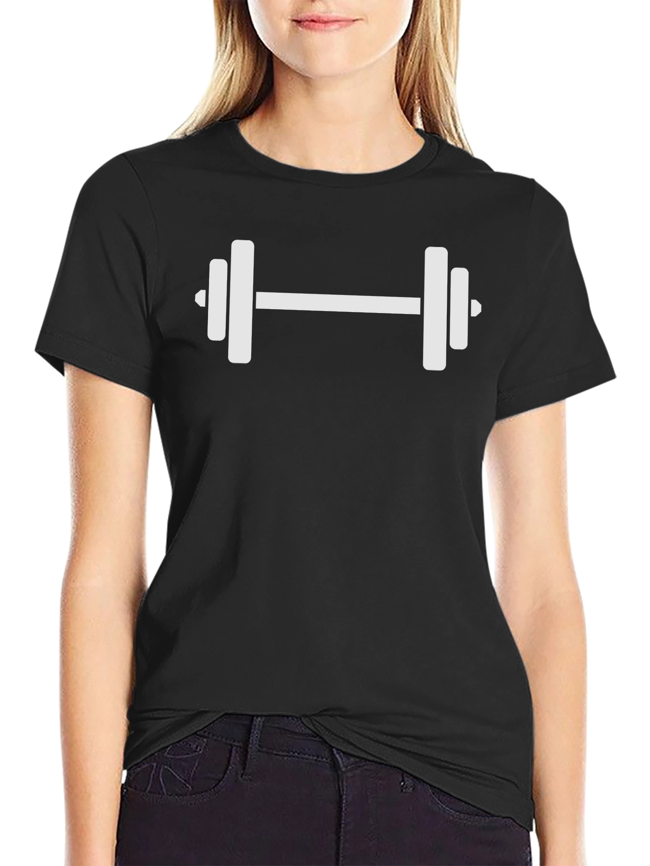 Workout Tee - White Dumbbell Design