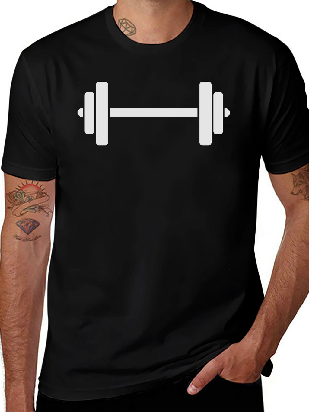 Workout Tee - White Dumbbell Design