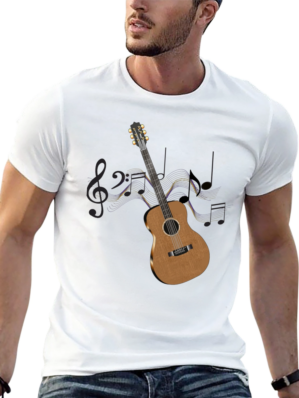 Guitar Music Black T-Shirt