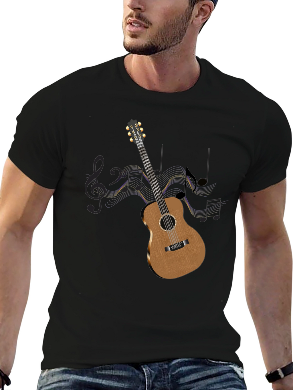 Guitar Music Black T-Shirt