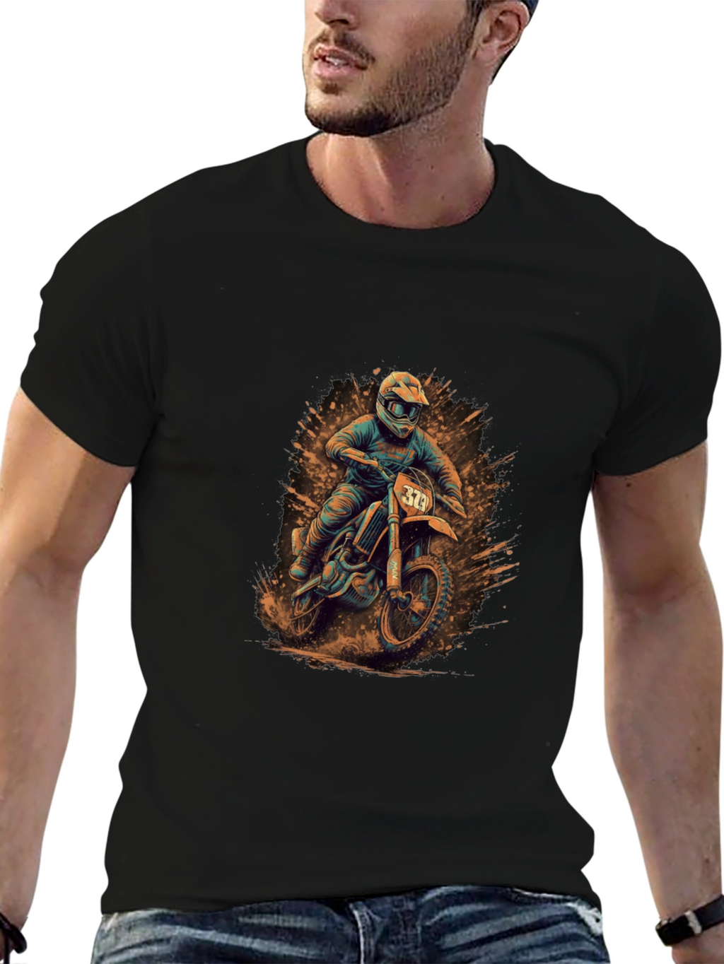 Motocross Rider Graphic Tee - Black