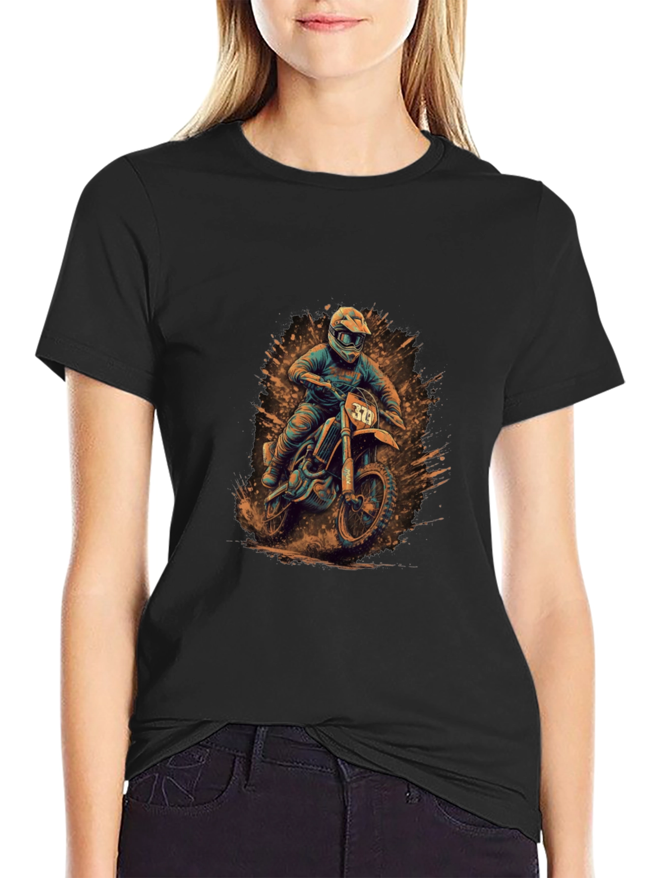 Motocross Rider Graphic Tee - Black