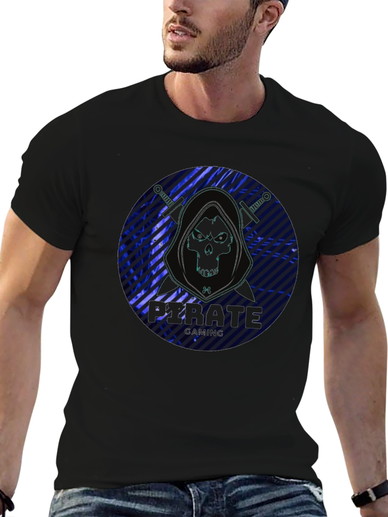Pirate Gaming Black T-Shirt - Skull Design