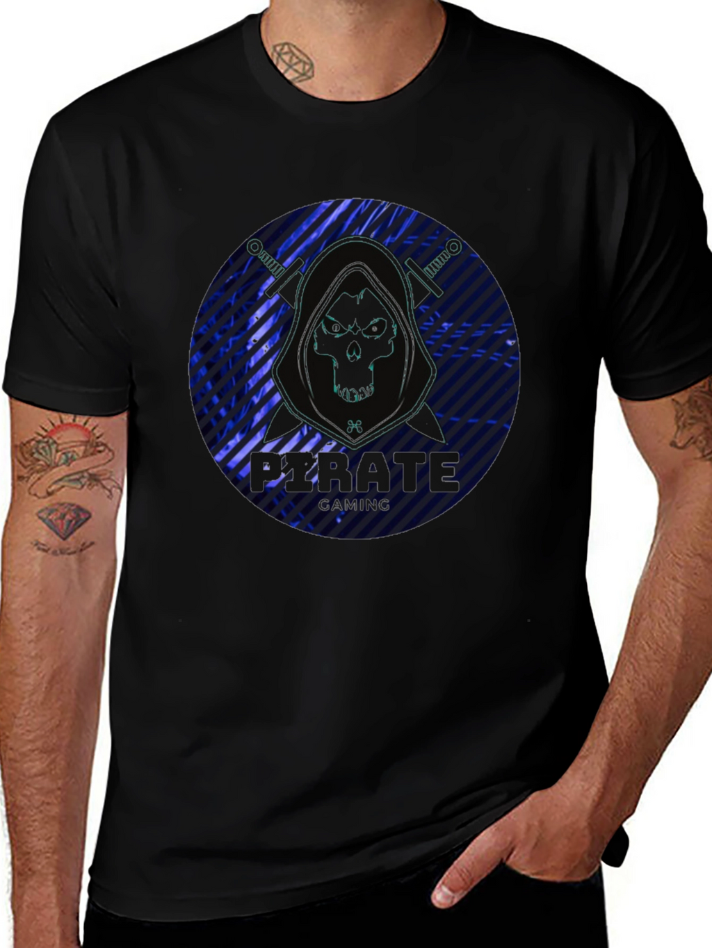 Pirate Gaming Black T-Shirt - Skull Design