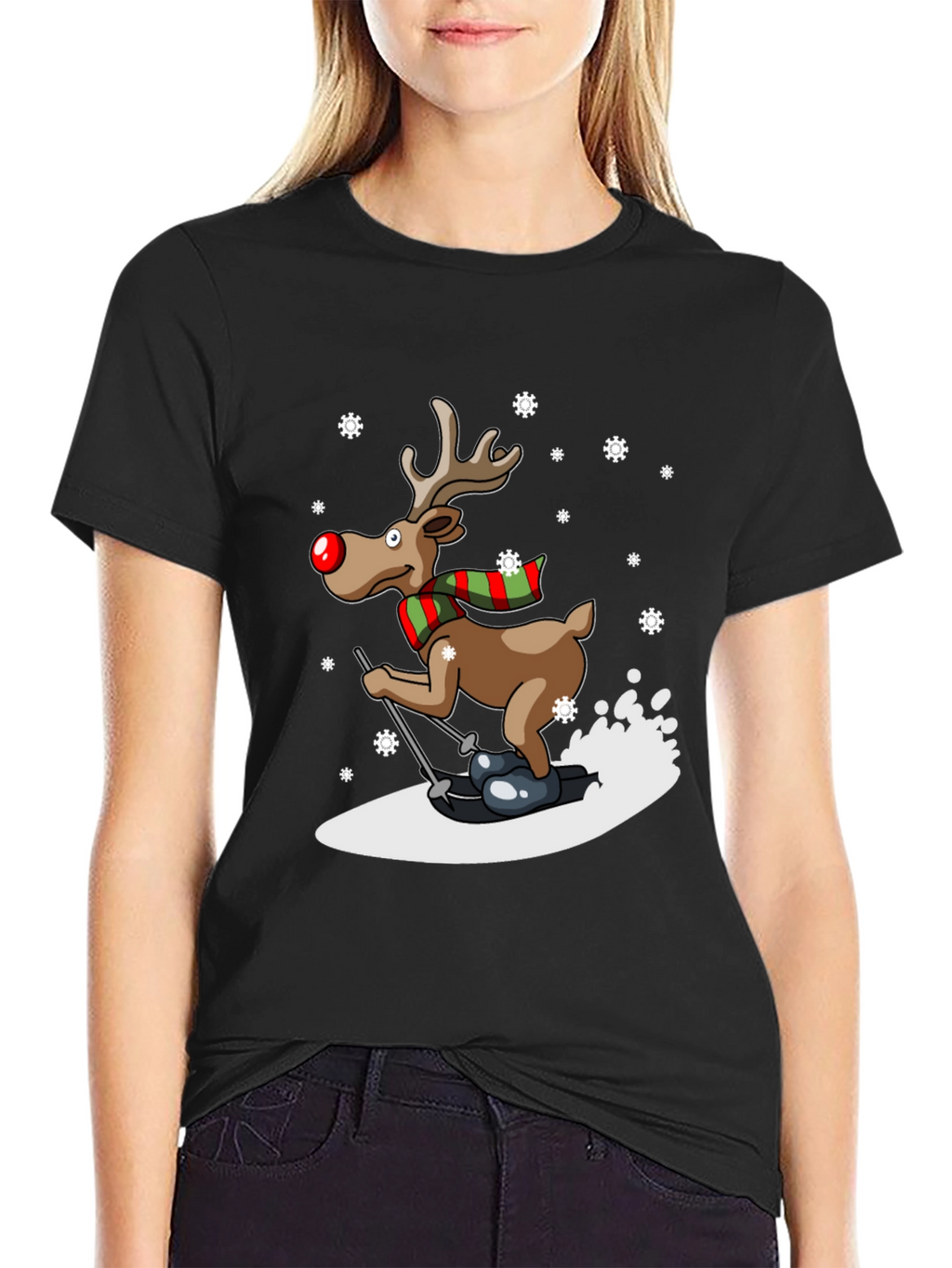 Rudolph Skiing Christmas T-Shirt