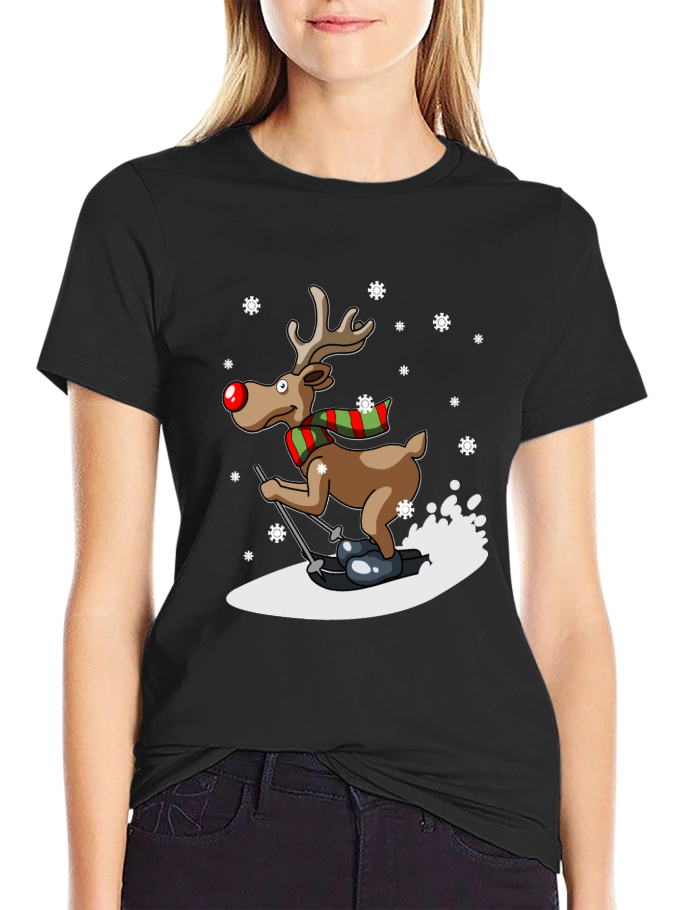 Rudolph Skiing Christmas T-Shirt