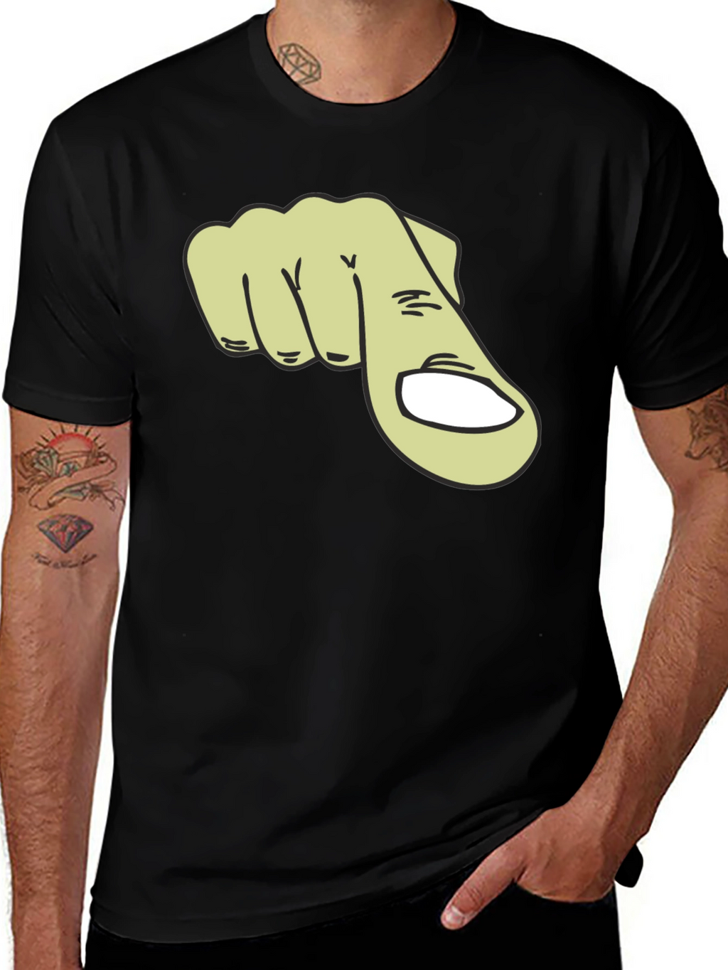 Pointing Finger Graphic T-Shirt - Black