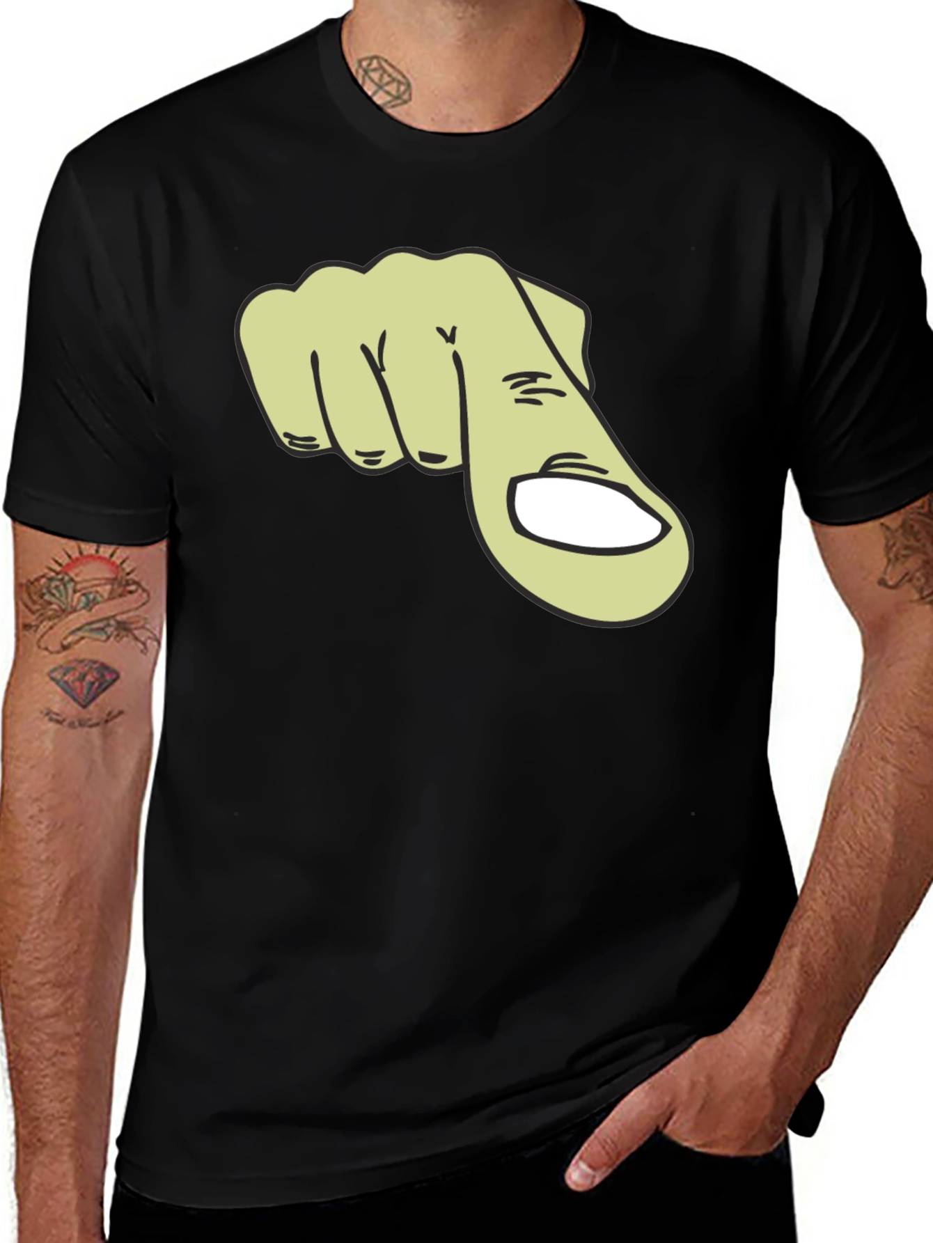 Pointing Finger Graphic T-Shirt - Black
